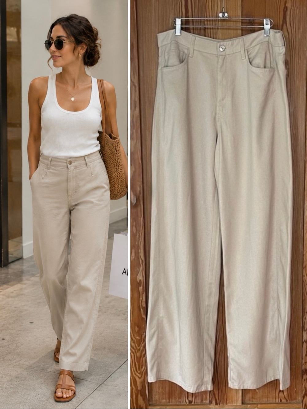 Zara Baggy Wide Leg High Rise Lyocell Pants Shimmer Size 10 🍄